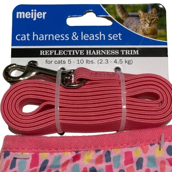 Cat Harness and Leash Set Adjustable For Cats 5-10 LBS Pink Multicolor One Size - Picture 3 of 8